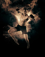 Fototapeta na wymiar MMA male fighter kick
