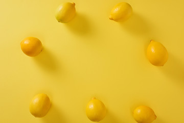High Angle View Of Lemons Yellow Background