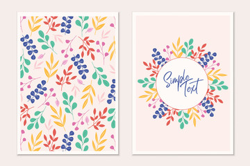 Floral card set. Botanical card mock up