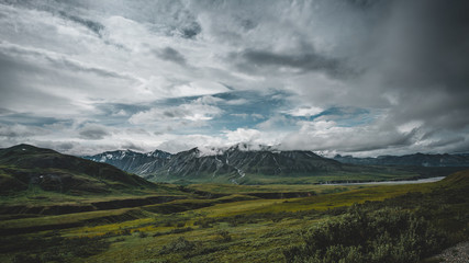 Denali national park mountains panoramic view, Alaska 21:9