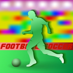Football (soccer) player silhouette with ball isolated. 
