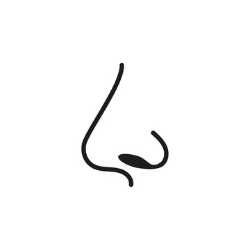 Icon of human nose with nostrils in profile. Smelling organ vector isolated on white background.
