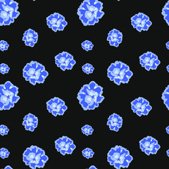 seamless pattern with hearts on blue background