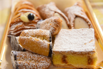 Sweet Pastrys Dessert With Sugar and Cream