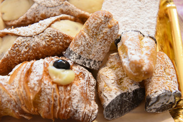 Sweet Pastrys Dessert With Sugar and Cream