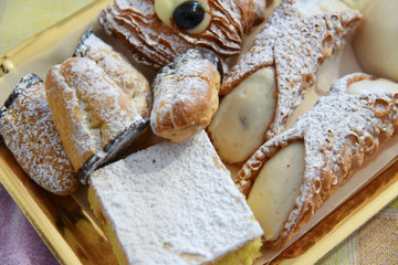 Sweet Pastrys Dessert With Sugar and Cream