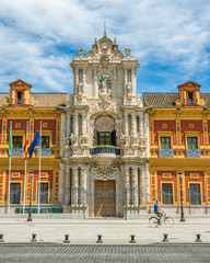 Fototapeta na wymiar San Telmo Palace (Palacio de San Telmo) in Seville on a sunny summer day. Andalusia, Spain.