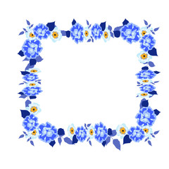 frame of blue flowers