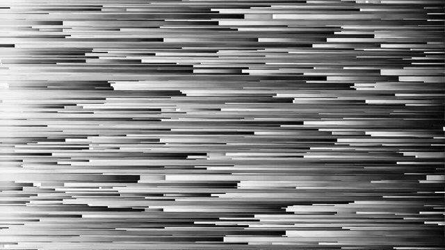 Horizontal lines pixel sorting. Black-white stripes of broken pixels.