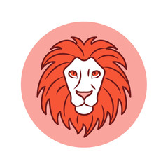 Lion color line icon. Zodiac sign. Astrology and horoscope. Predictions and human character. Element fire. Ruler Sun. UI UX GUI design element. Editable stroke.