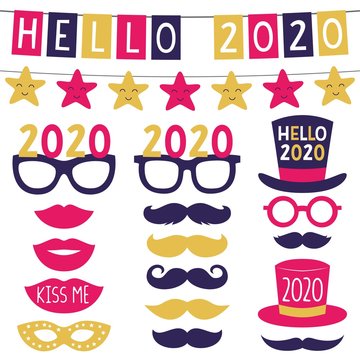 New Year party 2020 banners and party props