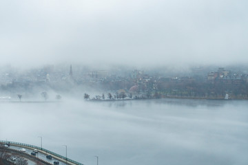 Foggy Winter Charles River Boston