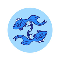 Pisces color line icon. Zodiac sign. Astrology and horoscope. Predictions and human character. Element water. Ruler Neptune. UI UX GUI design element. Editable stroke.