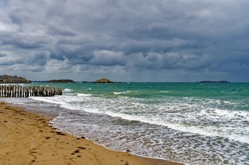 Saint-Malo, Plage du Sillon, Ile-et-Vilaine, Bretagne, France