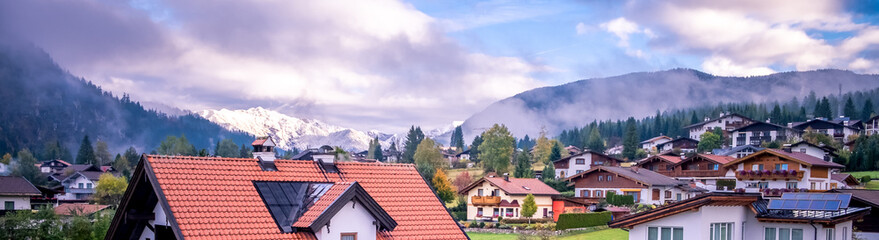Fototapeta na wymiar Austrian village on the border with Germany, near Garmisch Ehrwald, Tyrol, Austria