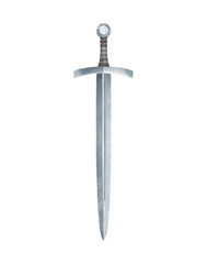 Medieval sword. Hand painted illustration.