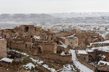 Cappadocia caves in the snow