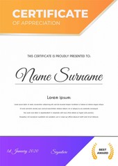 Fototapeta premium Certificate template with luxury and modern pattern suitable for diploma, conference, and honour. Vector illustration image