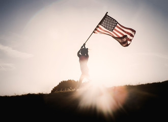 Female Silhouette with Flag