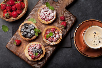 Set of cakes with berries