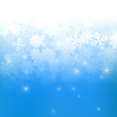 Fototapeta na wymiar Vector : white snowflakes on blue background