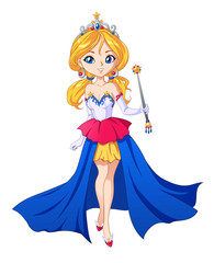 Cute little princess, Hand drawn art. Colorful art for coloring book