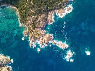 Aerial drone Sardina - Rocks in the ocean