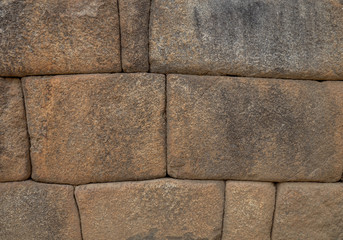 Stone wall close up at Machu Picchu