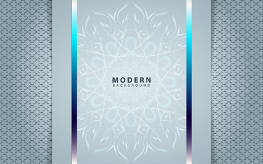 Luxury silver background mandala style shapes a combination golden ornament decoration. Elegant vector design template for cover, banner, wedding invitation, card, business, advertising, wallpaper