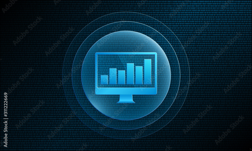 Poster desktop statistics in digital sphere with pulse effect technology