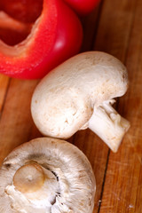 Ingredient for cooking food, mushroom, recipe book, angle view, macro close up