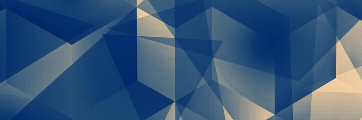 Panoramic Blue Modern Polygon Background. Graphic Minimal Design. Blue Polygonal Pattern