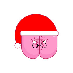 Ass in santa hat. Christmas buttocks Vector illustration