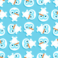 Cute Snowman baby pattern seamless. Cartoon Snowman child background. Christmas and New Year texture. Xmas Baby fabric ornament
