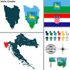 Map of Istria, Croatia - obrazy, fototapety, plakaty