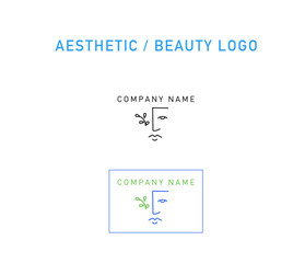 Face, Beauty, Aesthetic Logo design with line technique