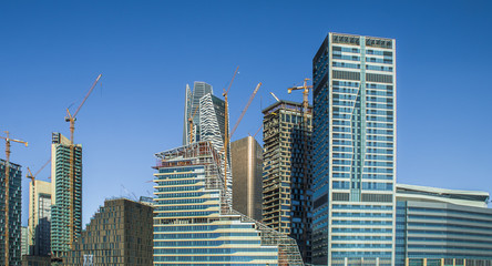 Naklejka premium Big buildings equipped with the latest technology in the capital Riyadh in the Kingdom of Saudi Arabia