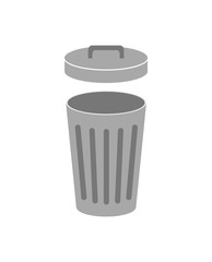 Trash can with lid open. Isolated on white background. Vector illustration.