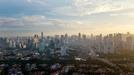 Jakarta city radiated with bright sunlight