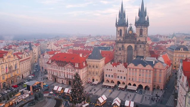 Panorama of the Christmas market of the old city.