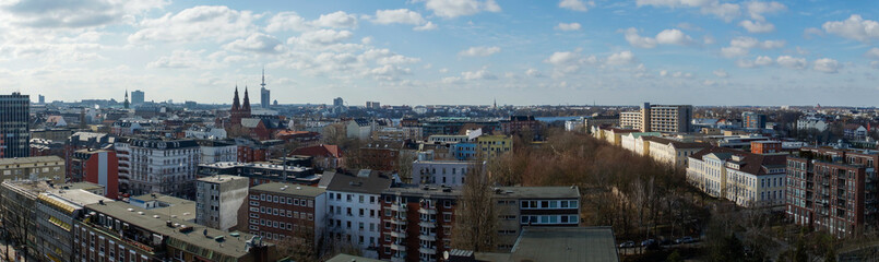 Naklejka na ściany i meble Panorama über die Dächer von Hamburg