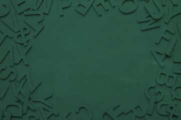 Black board texture alphabet frame background