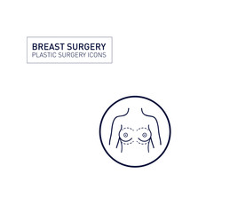 Breast surgery, Plastic surgery, Medical Aesthetic and beauty Line icon