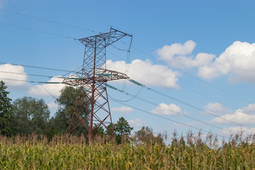 High-voltage power line, steel engineering structure