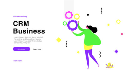 Business illustrations with ux/ui icons. Human make professional work and develop trade talent. Learning managers. Good ideas with full color design in awesome style. Vector isolated illustration.