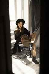boho girl portrait in studios 
