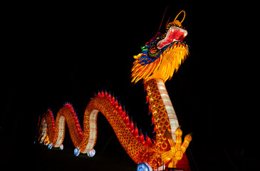 big Chinese yellow red dragon lantern
