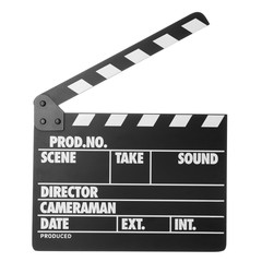 Fototapeta na wymiar Clapper board isolated on white. Cinema production