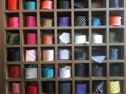 Beautiful ties in store and very colorful, and several different styles