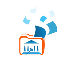 Design logo folder with symbol of law or court vector